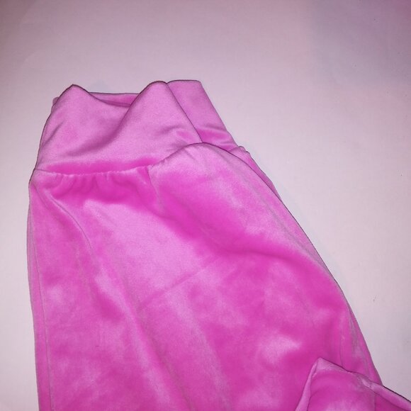 Victoria Secret Jogger Set Crop Top Sweater & Pants Velour Pink Pockets Solid Zi - Picture 11 of 14